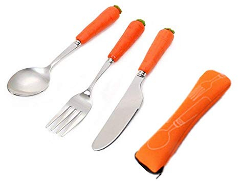 Set di posate carino in acciaio inossidabile per posate da tavola in acciaio inossidabile con custodia portatile 4 pezzi