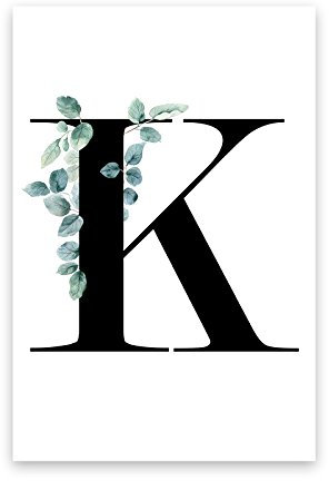 Bildershop-24 Kunstdruck Poster Bild Druck Motiv: Buchstabe K Ranken Blätter Design 70x100cm