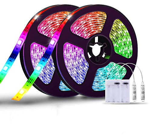 Sunboia LED Streifen batterie,2x1M LED Stripes Lichtband Stripe Lichterkette Bänder IP65 Wasserdicht für Innen Außen Beleuchtung Dekorative SMD5050