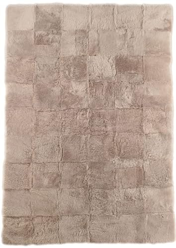 Generisch Lammfell Decke Plaid Patchwork Taupe 120 x 180 cm Schaffell Decke