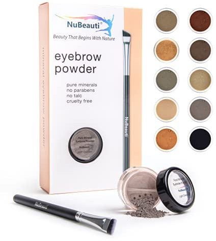 NuBeauti - Polvo mineral para cejas – Kit de maquillaje natural para cejas con cepillo de contorno en ángulo para esculpir con precisión para colorear cejas con precisión para hermosas cejas