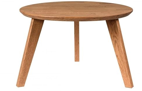 Malmo Runder Couchtisch aus Eichenholz - 50x50x35cm - Kleiner Beistelltisch mit Holzbeinen