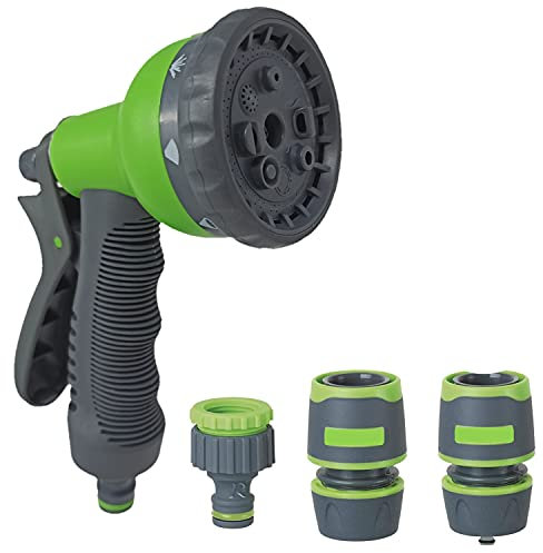 parpyon® Pistola a spruzzo Acqua Giardino Spruzzatore a Pressione Regolabile Lancia per Tubo Acqua Set Giardinaggio Canna irrigazione + Raccordi Omaggio (Kit.2)