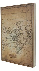 LayFlat Skizzenbuch, 14 x 21 cm, Blanko-Notizbuch, Motiv: alte Weltkarte, 64 Blatt, dickes 100 g/m² Papier