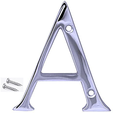 TERF® 3 Inch (75mm) Chrome Polished Finish Screw Fix Front Door Letter '' A '' Mailbox Hotel House Door Number Suitable for All Door Types Wooden, uPVC and Composite With Fixing Screw [ Letter - A ]