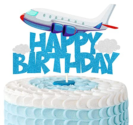 LECAKTO Flugzeug-Geburtstagstortenaufsatz, Reise-Themen-Geburtstagsparty-Dekorationen für Kindergeburtstag, Kinder-Mottoparty, Babyparty