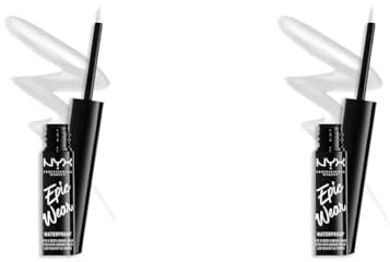 NYX Professional Makeup Epic Wear Semi-Permanent Liquid Liner, Langlebig, Wasserfest, Eyeliner und Body Art für Gesicht und Körper, Mattes Finish, Farbe: Weiß (Packung mit 2)