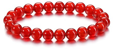 CrystalTears Carnelian Healing Crystal Bracelet 8mm Natural Red Agate Gemstone Bead Bracelets for Women Quartz Crystal Stone Stretch Bracelet for Her Christmas Valentine' s Gifts