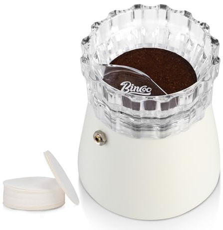 Bincoo Moka Pot Dispenser with 100pcs Filter Paper, Rotating Powder Filler, Powder Receiving Cup, Funnel, Moka Pot Accessories (Large for 4-6 Cup Gift Set)