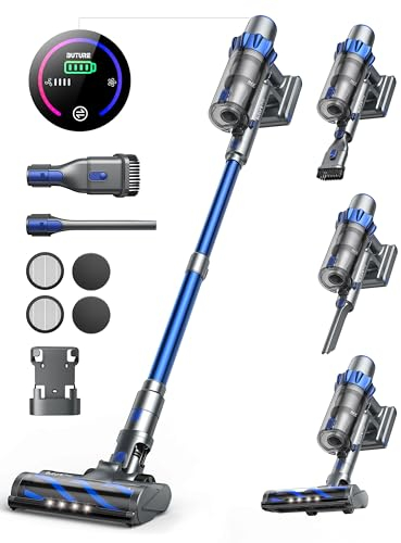 Buture Pro Aspirateur Balai sans Fil, 450W/38KPA Aspirateur sans Fil Puissant, Mode Auto, 55 Min et Batterie Amovible, Capacité de 1,5 L, Aspirateur Balai pour Poils d'animaux/Tapis/Sols Durs