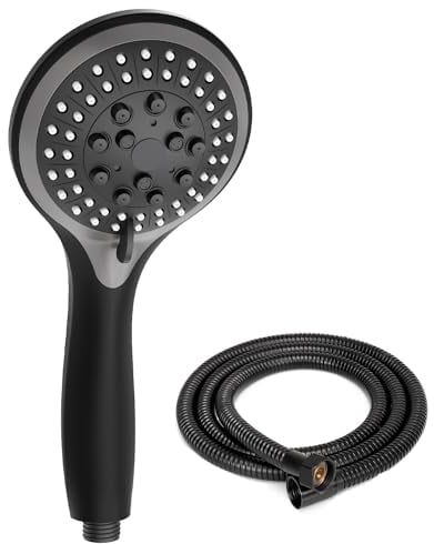 VEHHE Soffione Doccia e Tubo Flessibile da 1,5m, Set Doccia ad Alta Pressione e Tubo Flessibile con 5 Modalità di Spruzzo, Risparmio Idrico per Adulti, Bambini, Animali Domestici