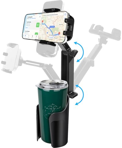 AoYi Cup Holder Phone Mount for Car Truck Jeep SUV, Cup Holder Cell Phone with Height Adjustable Arm Compatible with Any 4-7 Smartphones and Bottles