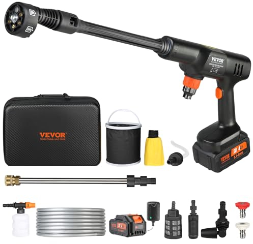 VEVOR Idropulitrice Portatile Senza Fili, Idropulitrice Autolavaggio da 652 PSI 1,0 GPM, Idropulitrice Portatile ad Alta Pressione con Batteria da 4,0 Ah, Pulitrice Portatile Accessori con Valigetta