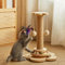 Whemyreat Arbre à chat interactif avec fil de sisal naturel et grattoir - Jouet pour chat à l'intérieur avec 4 trackballs en bois