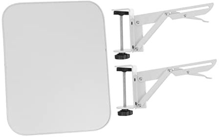 1pc Desktop Extension Board Armrest Pad Simple Design Arm Rest Desk Expansion Board Desk Mount Extension Arm Computer Keyboard Stand Office Desk Support Plate Rotatable White Wood
