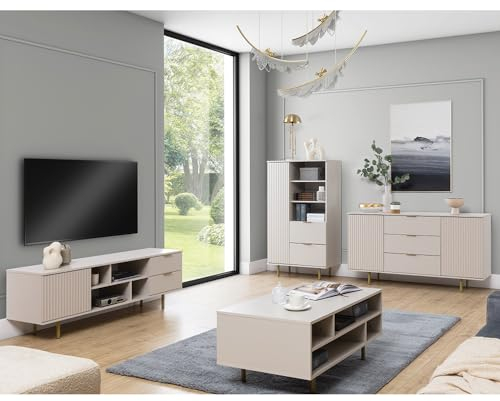 Wohnmöbel Set Wohnwand Kaschmir 4-teilig modern 1 Sideboard, 1 Couchtisch, 1 Lowboard, 1 Highboard