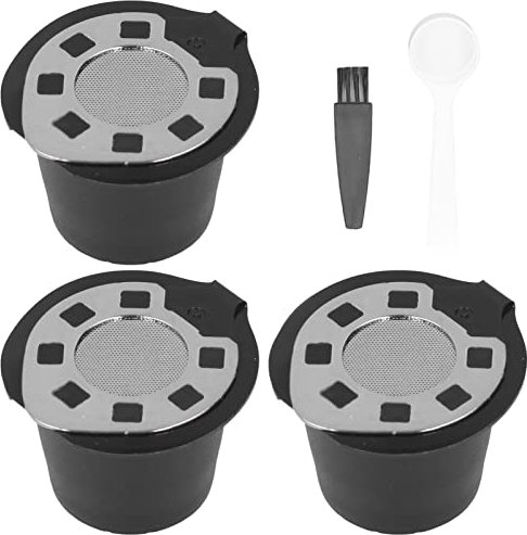 Capsules rechargeables pour machine à café 50 ml avec cuillère et brosse en acier inoxydable de rechange pour Nespresso Chromé