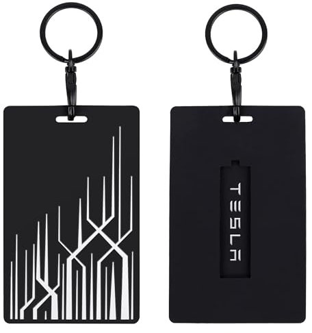 ZENCIX Porte-Cartes Clé de Voiture, pour Tesla Modèle 3 Modèle Y Porte-clés Protection en Silicone avec Accessoires de Décoration Motif de Logo,Bla-CK