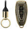 kwmobile Autoschlüssel Hülle kompatibel mit Ford 3-Tasten Autoschlüssel Keyless Go Hülle - Schlüsselhülle mit Key Ring Anhänger - Cover Gold Schwarz