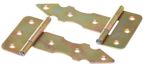 Aqbau® Kreuzgehänge Scharniere Türband Ladenband T-Bänder T-Scharniere Dekorativ 2 Stück 105x70x10mm Stahl Verzinkt Gold