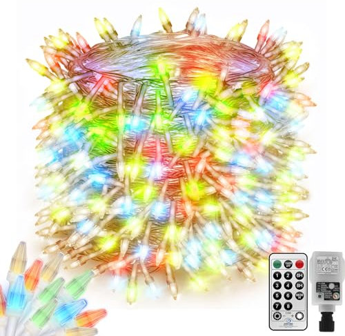 100M 800LEDs Lichterkette Außen Weihnachts mit Stecker,Lang Diamant LED Lichterkette Christmas Außen Innen Garten Lichterkette Outdoor 8 Modi mit Fernbedienung,Timer,Wasserdicht(RGB)