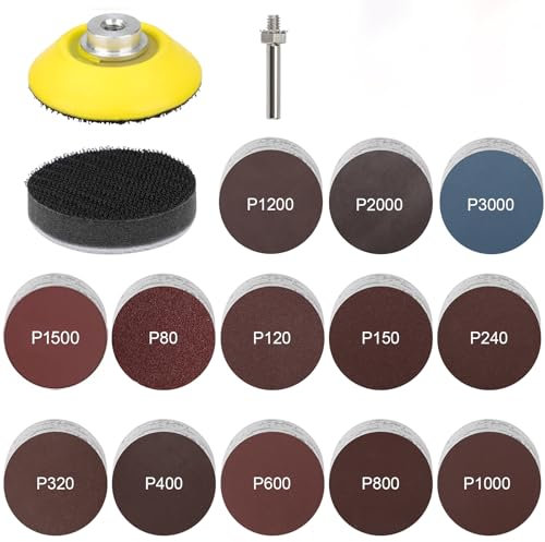 133 Stück Schleifscheiben Pad Kit Nasse Trockene 50mm Klett, Körnung 80 120 150 240 320 400 600 800 1000 1200 1500 2000 3000, Schleifaufsatz für Akkuschrauber Bohrmaschine für Poliert Auto Metall Holz