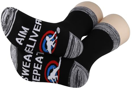 PYOUL 1 Paar Curling-Liebhaber, Geschenk, Ziellieferung, Schwörung, Wiederholung, Wintersport-Liebhaber, Socken, Geschenk, Eissport, Crew-Socken für Sportler, Aim Deliver 1 Paar, Einheitsgröße