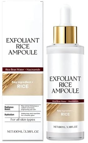 Reis Peeling Ampulle Schwarz & Weiß – 2025 Neues Gesichtsserum mit Reisenzymen – Sanftes Exfoliant für Gesicht & Körper – Feuchtigkeitsspendendes Serum gegen Mitesser & Unreinheiten (Weiß, 100 ML)