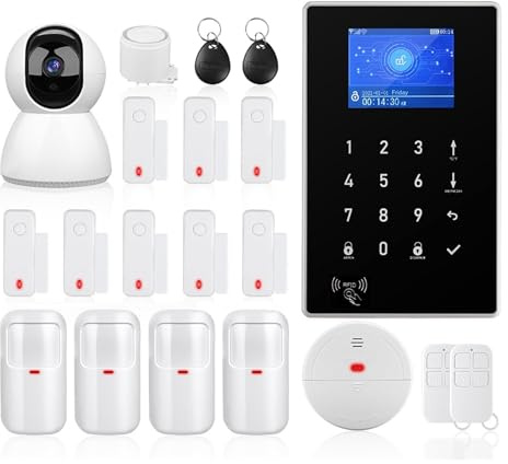 Système D'alarme Intelligent GSM, Système D'alarme De Sécurité Domestique, Kit D'alarme Anti-cambriolage sans Fil avec Capteur De Mouvement,Contrôle d'alarme Complet