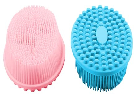LianSinGo 2 Pack Silicone Shower Bath Brush, Soft Exfoliating Body Scrubber, Comfortable Face Skin Massage Tool, Deep Cleaning Tool
