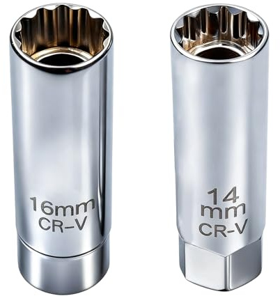 ZY-otu Lot de 2 clés à bougie d'allumage magnétiques universelles et flexibles - Jeu d'outils pour enlever les bougies d'allumage (14 mm + 16 mm)