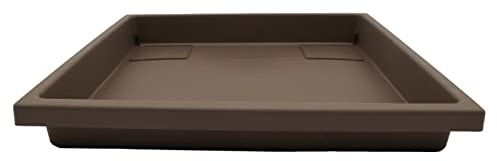 The HC Companies 14 Inch Accent Square Plastic Plant Saucer - Indoor Outdoor Plant Trays for Pots - 14x14x1.8, Chocolate