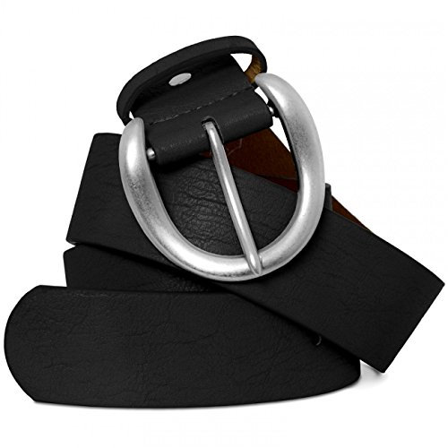 Caspar GU274 breiter Damen Vintage Gürtel mit gebürsteter Metallschnalle, Gürtelgröße:100, Farbe:schwarz