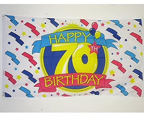 AZ FLAG - Flagge Alles Gute Zum Geburtstag 70 Jahre - 150x90 cm - Happy 70Th Birthday Fahne 100% Polyester mit Messing-Ösen - 110g