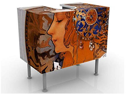 Apalis Waschbeckenunterschrank - Loren - Vintage Badschrank Orange Braun, Größe: 55cm x 60cm