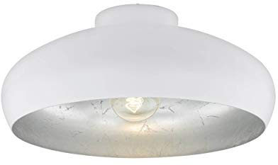 EGLO Deckenlampe Mogano, 1 flammige Deckenleuchte Industrial, Vintage, aus Stahl, Wohnzimmerlampe in Weiß, Silber, Küchenlampe, Flurlampe Decke mit E27 Fassung