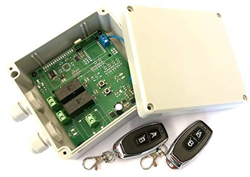 Set 2x Handsender und Funk Empfänger Steuerung für alle 433MHz Sender mit Keeloq, universal programmierbar, 2 Kanal 12V 24V ADK-8-Set als Garagensteuerung, Lampensteuerung, Jalousiesteuerung, Pumpensteuerung etc. einsetzbar