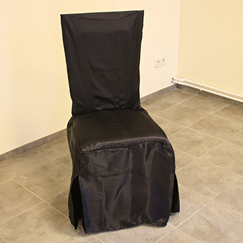 Mc-Stoff Stuhlhussen in schwarz mit Schleife Husse glänzend