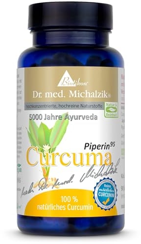 Curcuma Tumeric Piperin - Dr. med. Michalzik + 95% Curcuminoide + 5 mg Piper nigrum-Extrakt mit 95% Piperingehalt je Kapsel - ohne Zusatzstoffe - von BIOTIKON®
