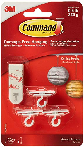 3M 17008-ES Ceiling Hooks, 3-Ct. - Quantity 4