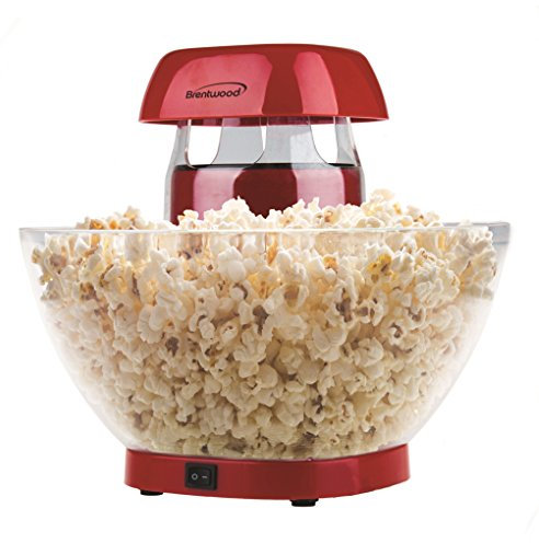 BRENTWOOD PC-490R Jumbo 24-Cup Hot Air Popcorn Maker, Red, 11.5x17.25x7