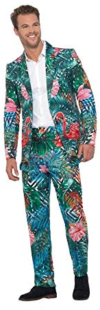 Smiffys Hawaiian Tropical Flamingo Suit, Multi-Coloured