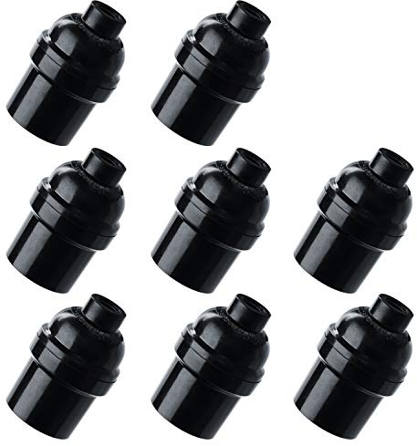 Aplstar E26 E27 Light Socket,8-Pack Black Edison Retro Pendant lamp Holder, E26 E27 Plastic Standard Screw-in Socket Maximum Wattage 250W Heat Resistant Up to 200℃ Fire Resistant