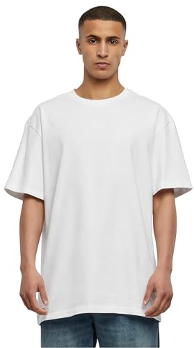 URBAN CLASSICS Men's Basic Oversized T-Shirt, Wide Cut, Long Tee, Short Sleeves Shirt with Crew Neck, 100% Jersey Cotton, in White, Size: 3XL