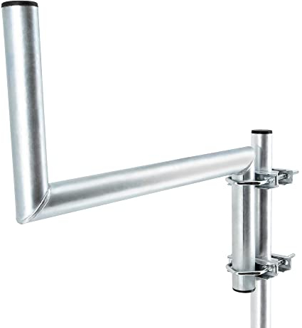 SkyRevolt Z-Ausleger 50 cm Rohr 48 mm mit Zahnschellen Geländer-Ausleger SAT-Antenne Mast-Ausleger Z-Halterung für Satelliten-Schüssel Stahl verzinkt