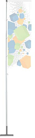 Vispronet Mobiler 5,40 m Fahnenmast mit Ausleger T-Pole® 100 ✓ versch. Bodenelemente ✓ teleskopierbar ✓ inkl. Transporttasche (Bodenplatte 55 x 55 cm)