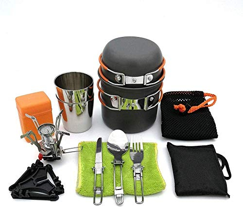 KDKDA Fornello da campeggio Fornello a gas Fornello fornello da spiaggia di alta gamma ultraleggero e resistente impermeabile antivento trekking escursionismo campeggio Set verde (Color : Orange)