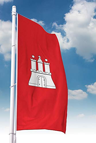 Deitert Bundesland-Flagge Hamburg – 120x300 cm Hamburg Fahne im Hochformat, Hissfahne aus reißfestem Polyester