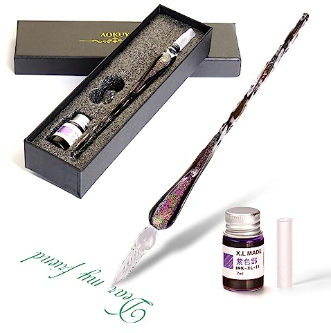 Glass Dip Pen Set -Calligraphy Pen Signature Pen Writting for School Stationery Art Decoration Supplies.