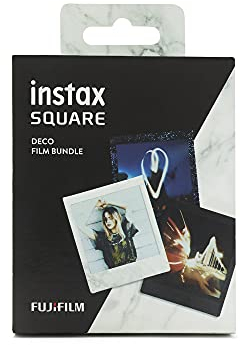 Instax SQUARE Instant Film 3 Pack Bundle, 1 X 10 Shot Black, 1 X 10 Shot White Marble, 1 X 10 Shot Star Illumination Border